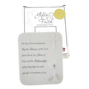 Russ Berrie Gifts of Faith 1st Communion Corinthians 13:14 Porcelain Wall Plaque